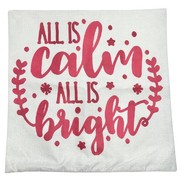 Christmas Pillow Covers 2 I'll Be Home & All Is Calm Printed 18x18 Cotton Linen - Picture 5 of 9